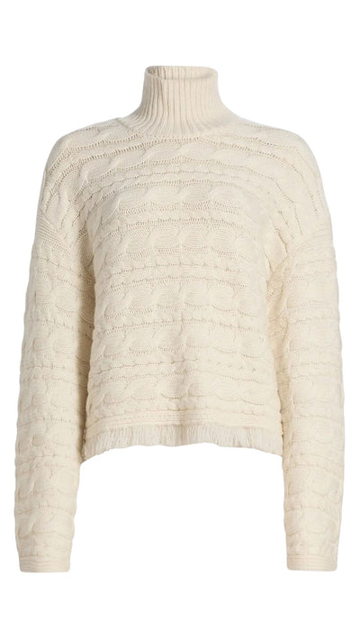 Cropped Cable Turtleneck-Sweaters-Uniquities