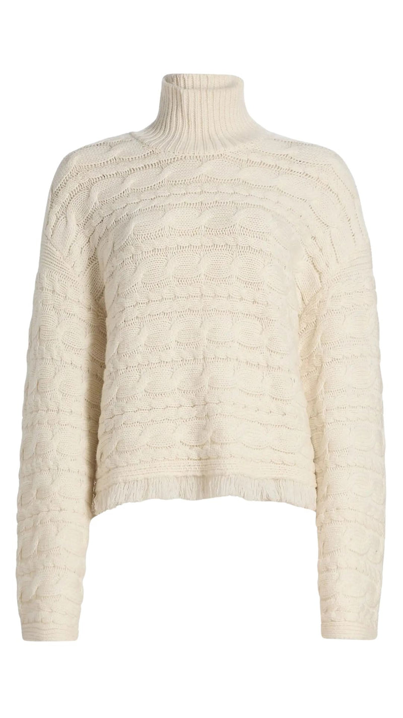 Cropped Cable Turtleneck-Sweaters-Uniquities