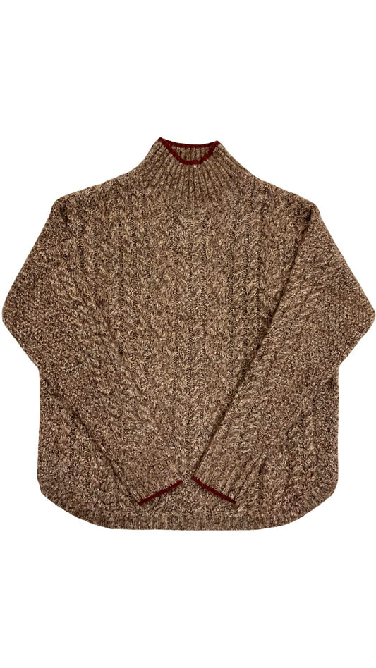 Cabled Shirttail Mock Neck-Sweaters-Uniquities