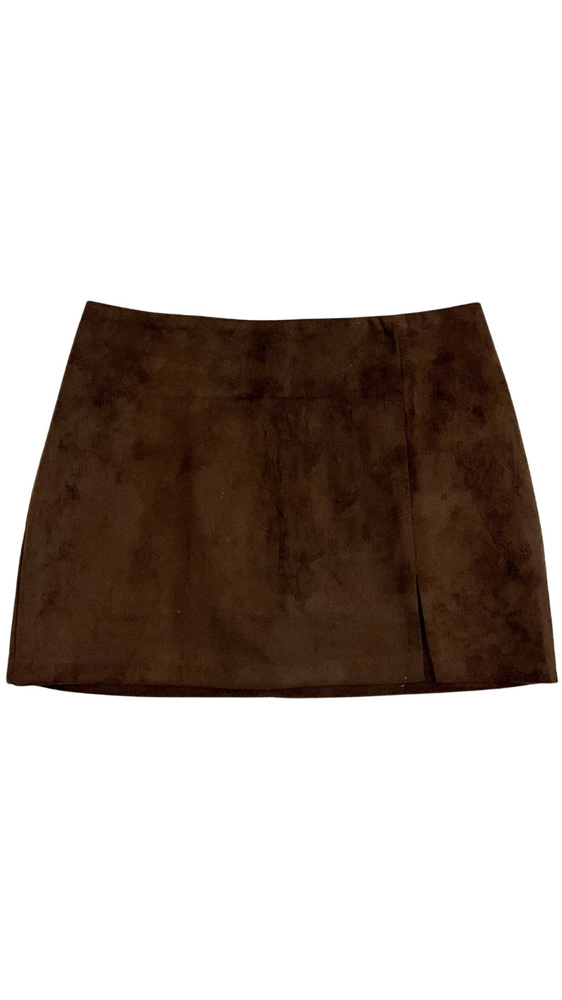 Suede Side Slit Mini Skort-Bottoms-Uniquities