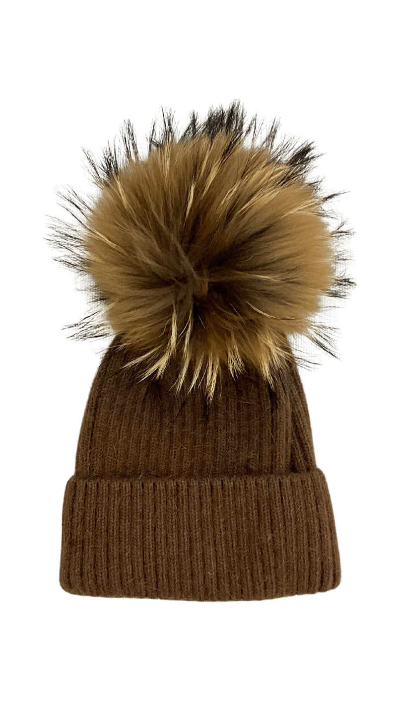 Angora Wool Pom Hat Mocha/Natural-Accessories-Uniquities