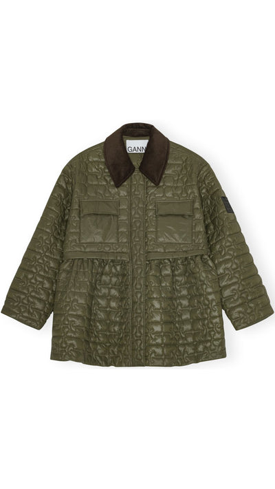 Shiny Quilt Midi Jacket-Jackets-Uniquities