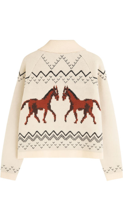 Willow Horse Knit Cardigan-Sweaters-Uniquities