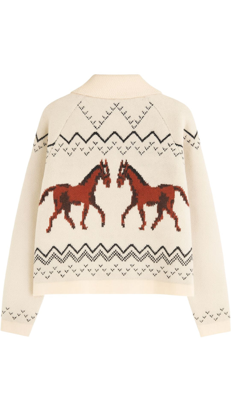 Willow Horse Knit Cardigan-Sweaters-Uniquities