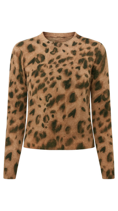 Watercolor Cheetah Crew-Sweaters-Uniquities