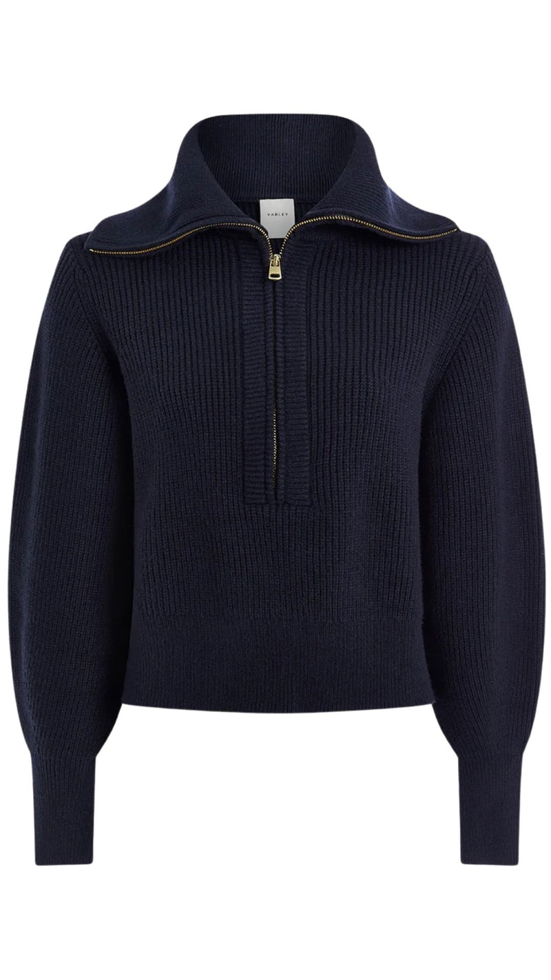 Maura Half Zip Rib Knit-Sweaters-Uniquities