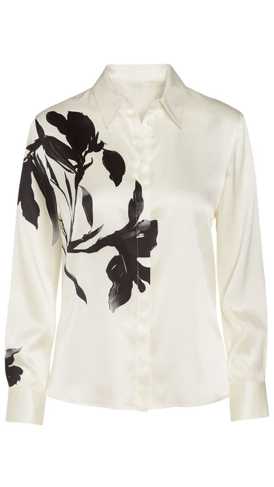 Flower Print Silk Blouse-Tops/Blouses-Uniquities