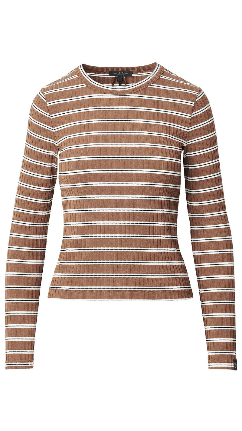 Luca Stripe Rib Long Sleeve Top-Tops/Blouses-Uniquities