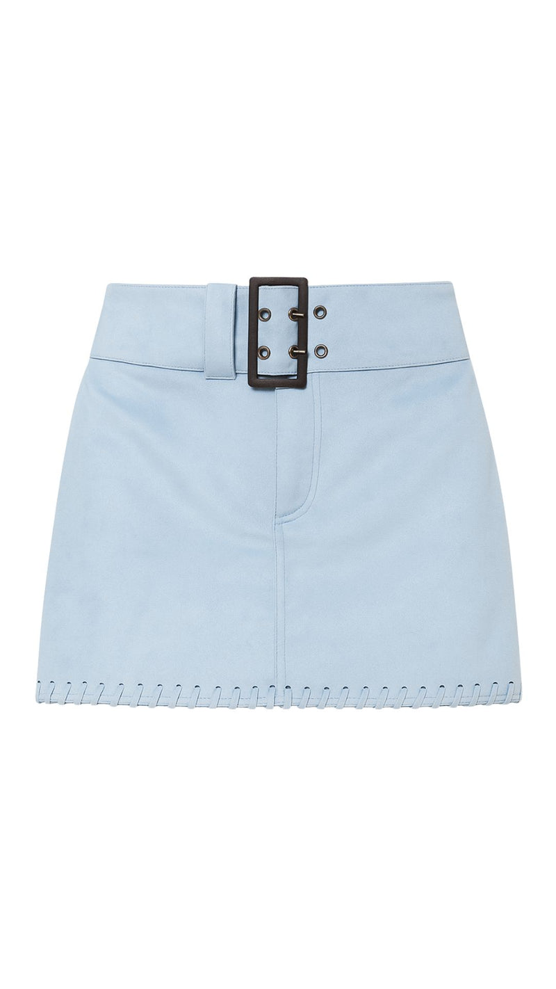Suede Buckle Mini Skort-Bottoms-Uniquities