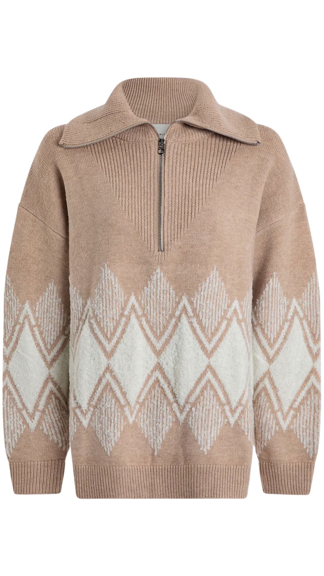Betty Jacquard Half Zip-Sweaters-Uniquities