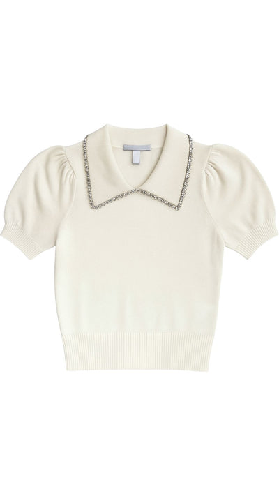 Peter Pan Collar With Rhinestones-Sweaters-Uniquities