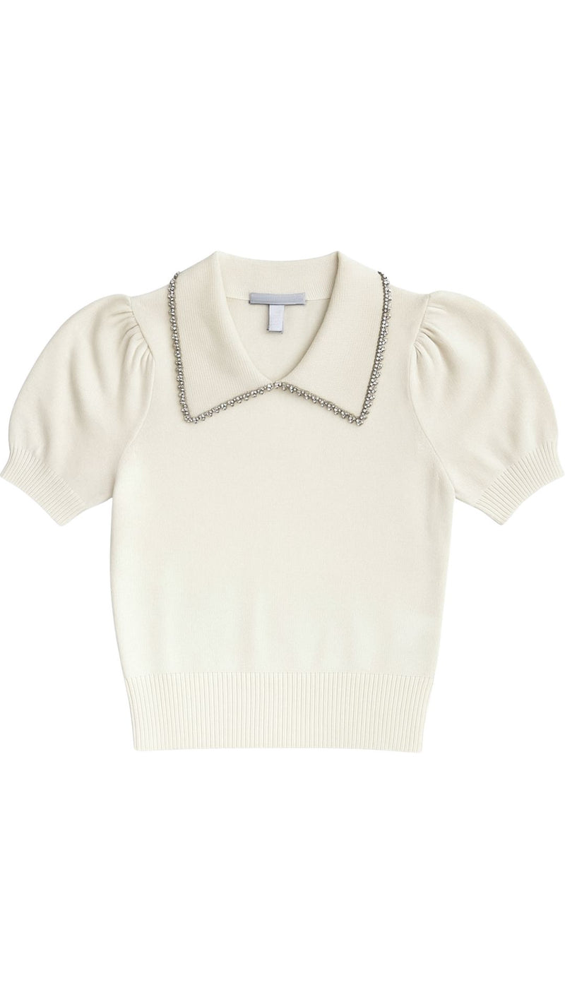 Peter Pan Collar With Rhinestones-Sweaters-Uniquities