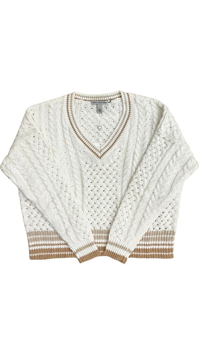 Open Fisherman Cable Tennis V-Sweaters-Uniquities