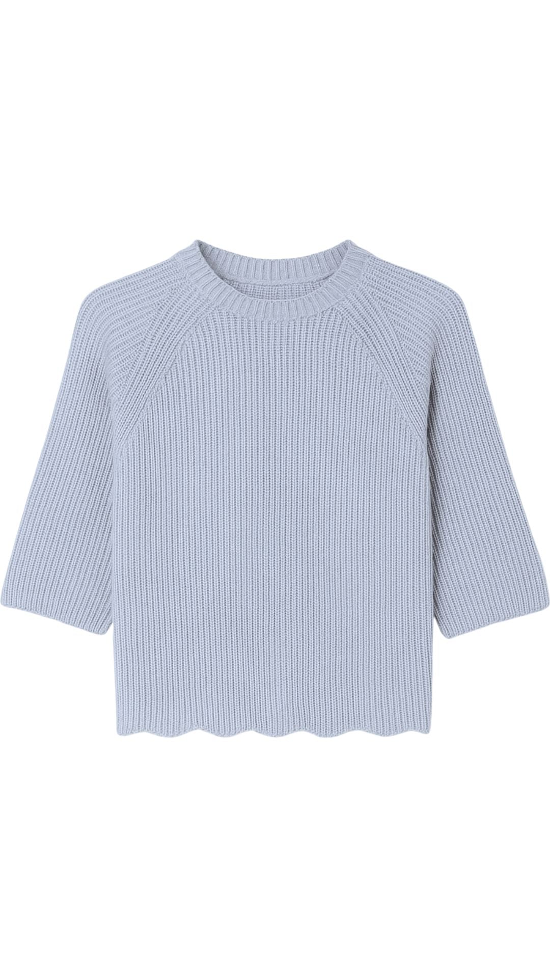 Wide Sleeve Scalloped Edge Shaker-Tops/Blouses-Uniquities