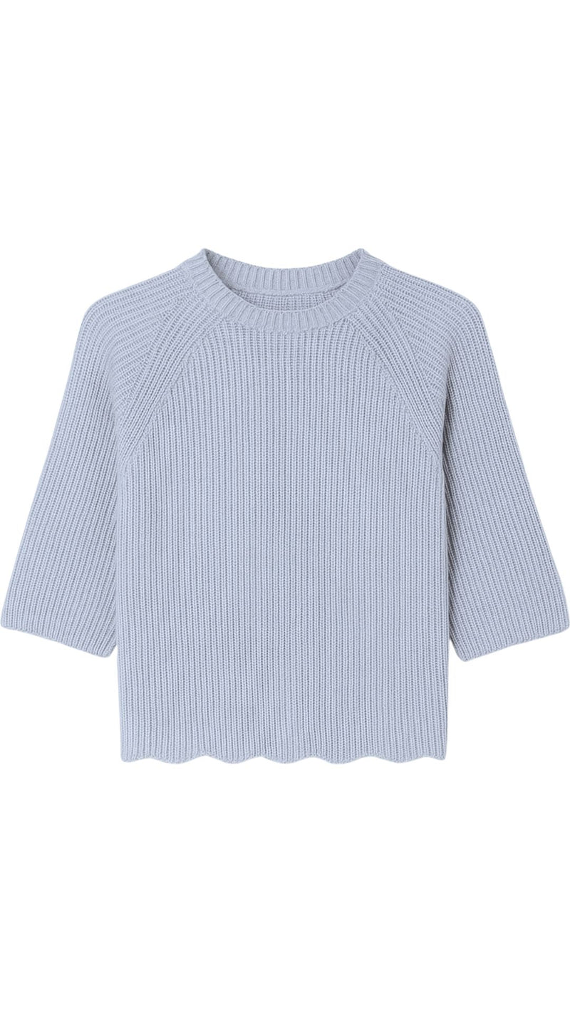 Wide Sleeve Scalloped Edge Shaker-Tops/Blouses-Uniquities