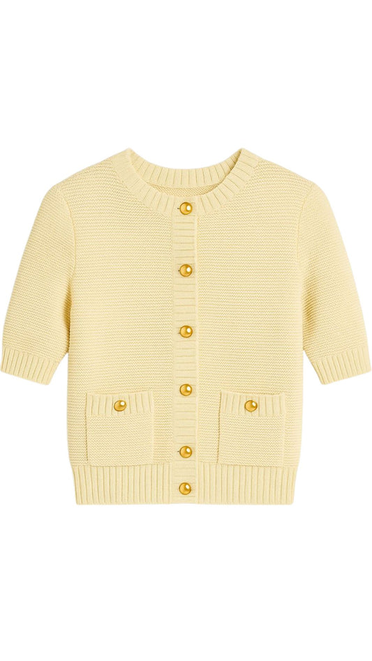 Button Front Elbow Sleeve Jacket-Jackets-Uniquities