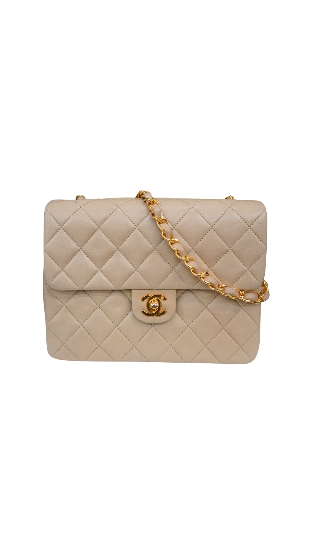 Chanel Mini Square Flap Bag/Beige-Accessories-Uniquities