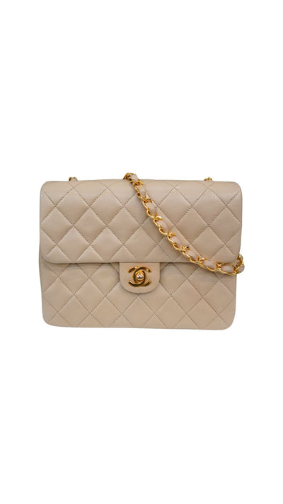 Chanel Mini Square Flap Bag/Beige-Accessories-Uniquities