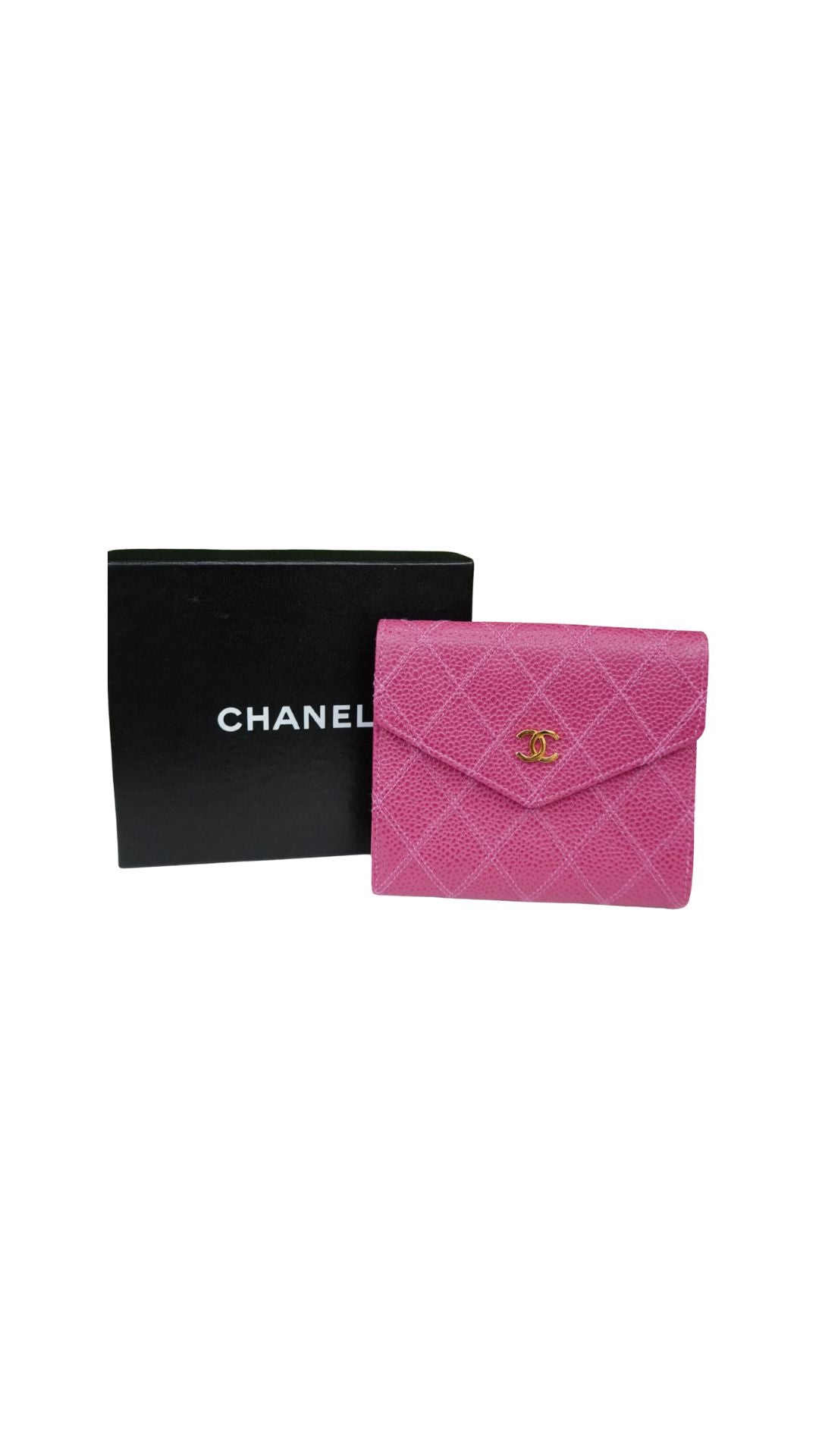 Chanel Caviar Mini Wallet/Hot Pink-Accessories-Uniquities