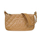 Chanel Caviar Quilted Pochette/Dark Beige-Accessories-Uniquities
