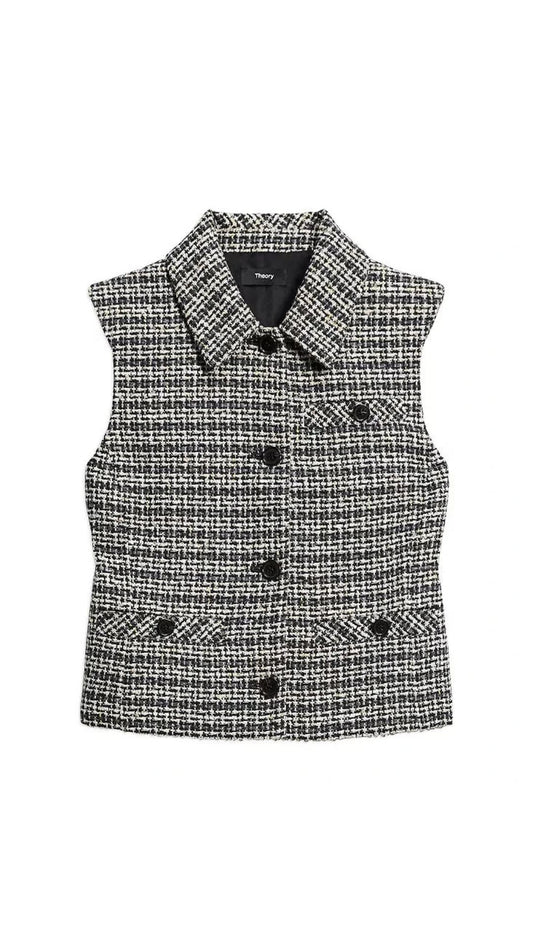 Stripe Tweed Vest-Tops/Blouses-Uniquities