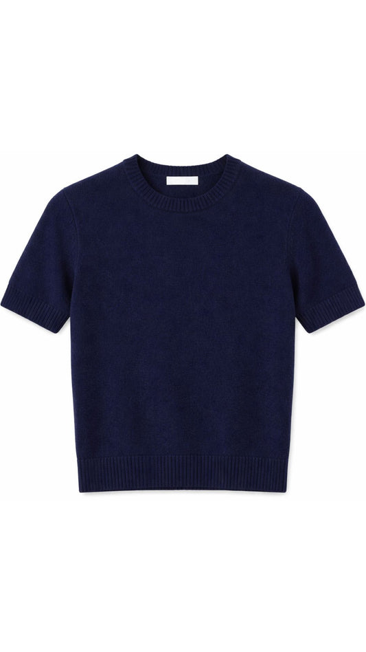 Cropped Short Sleeve Crew-Sweaters-Uniquities