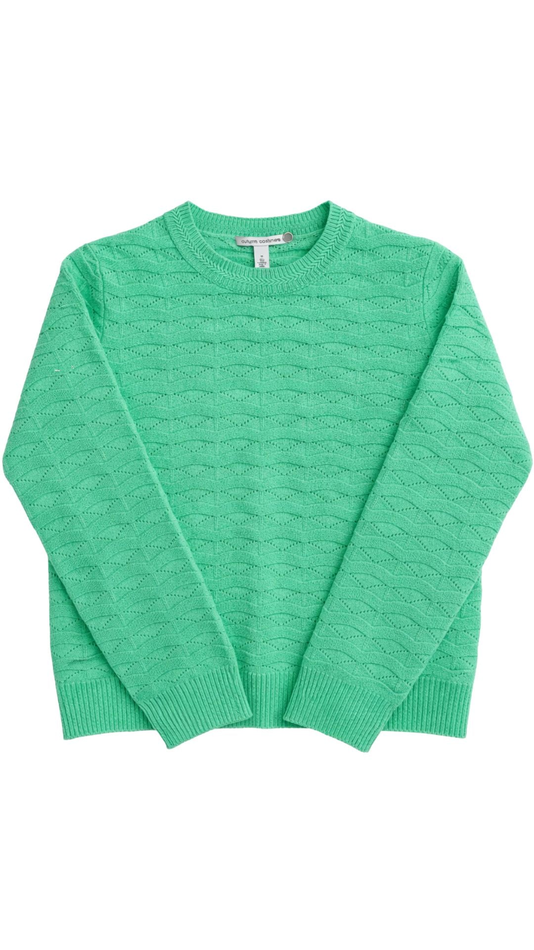 Wavy Pointelle Crew-Sweaters-Uniquities