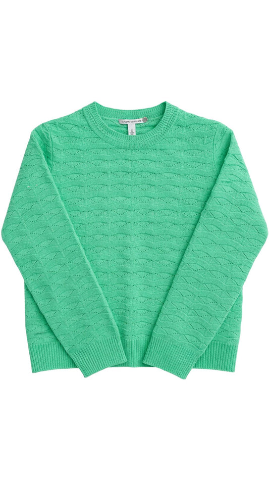 Wavy Pointelle Crew-Sweaters-Uniquities