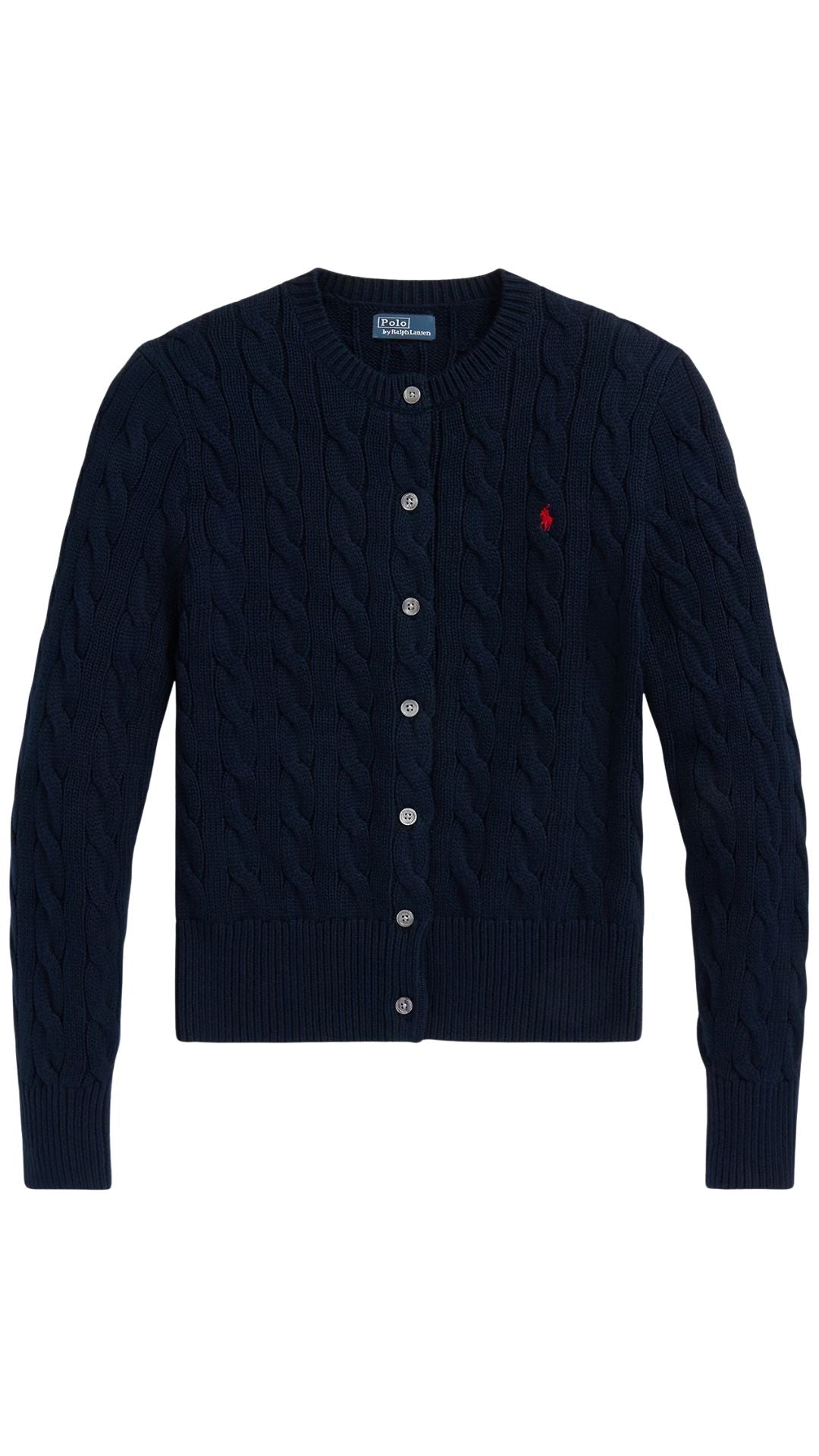 Cotton Crewneck Cardigan-Sweaters-Uniquities