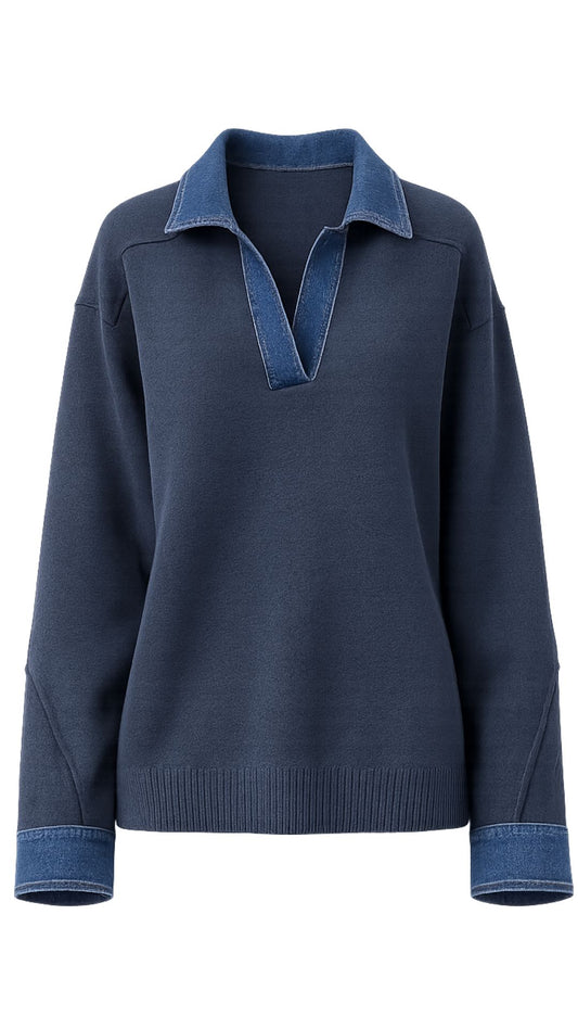 Marie Denim Polo-Sweaters-Uniquities