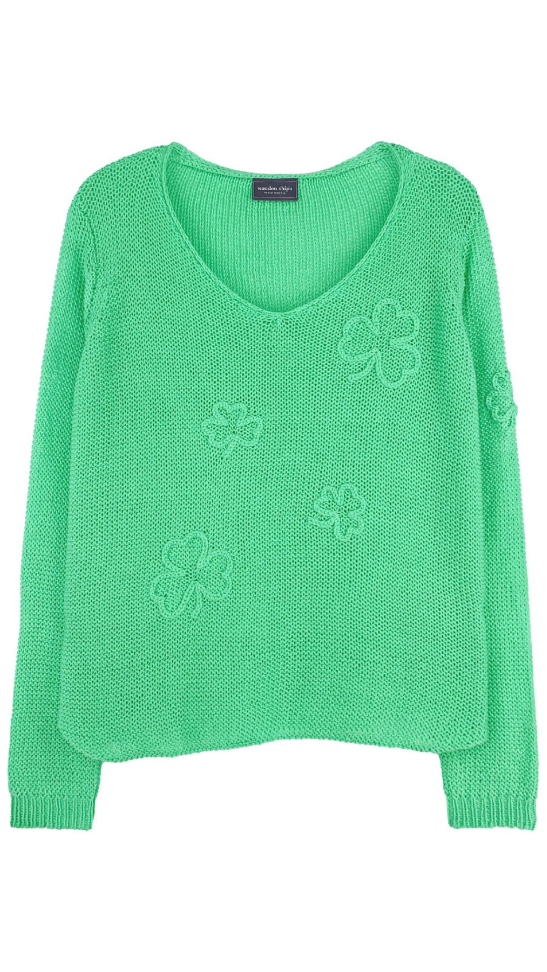Shamrock Embroidered Sweater-Sweaters-Uniquities