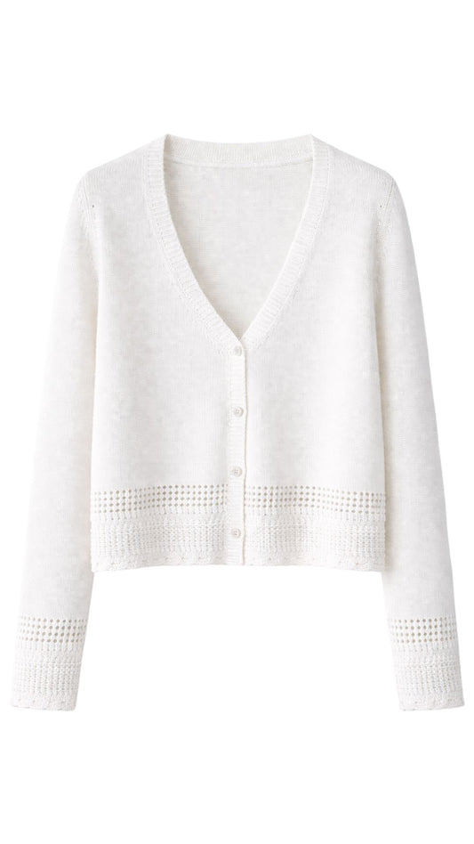 Scallop Edge Cardigan-Sweaters-Uniquities
