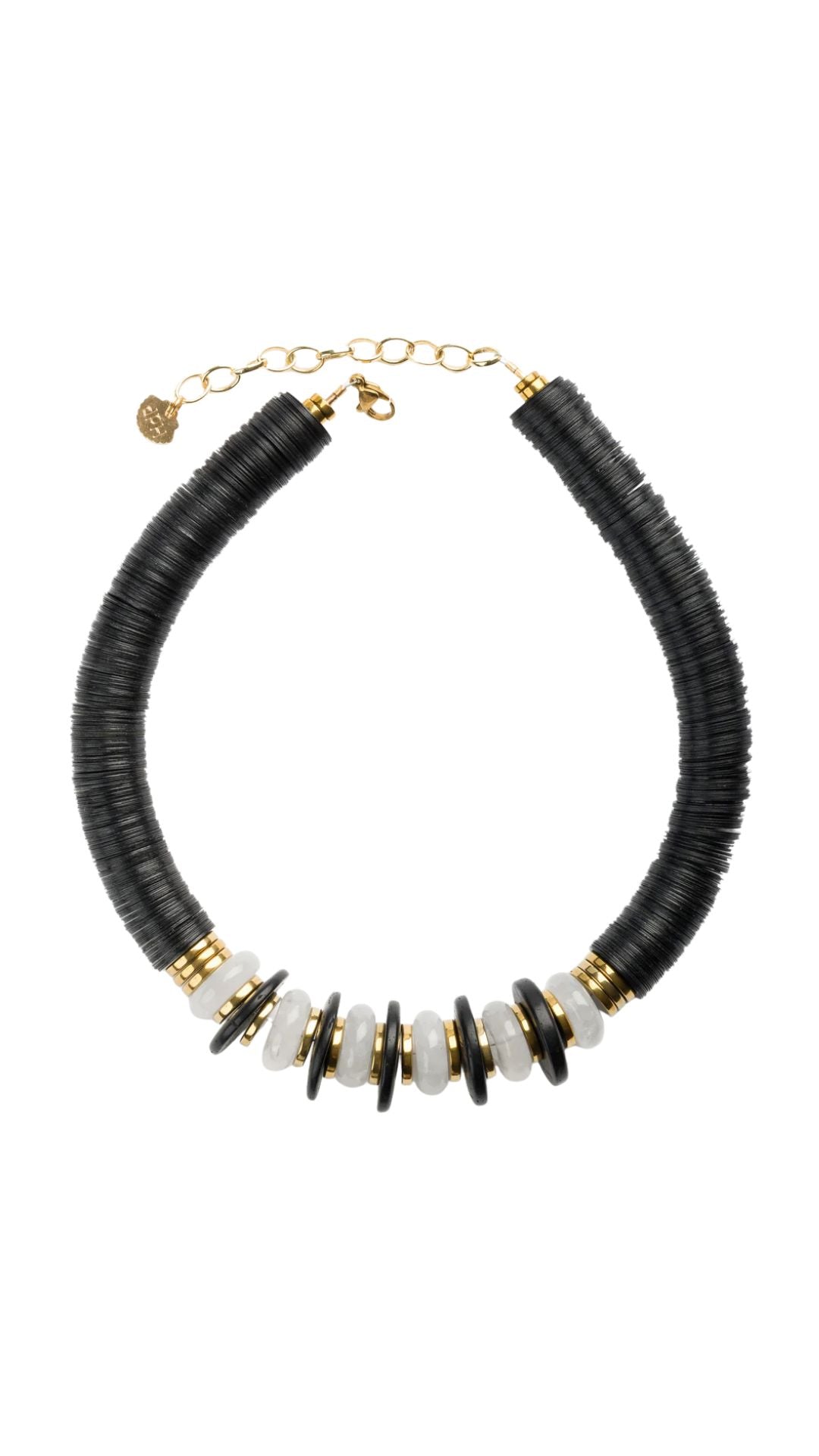 Black/Quartz Crystal Puka Necklace-Jewelry-Uniquities