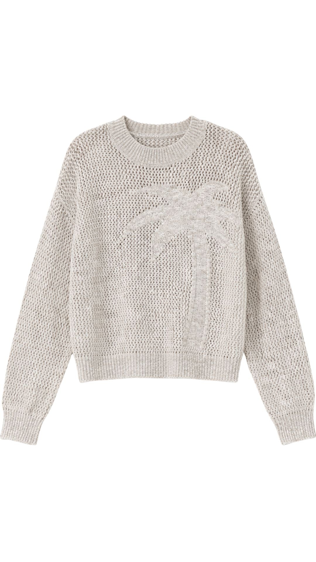 Distressed Palm Tree Crew-Sweaters-Uniquities