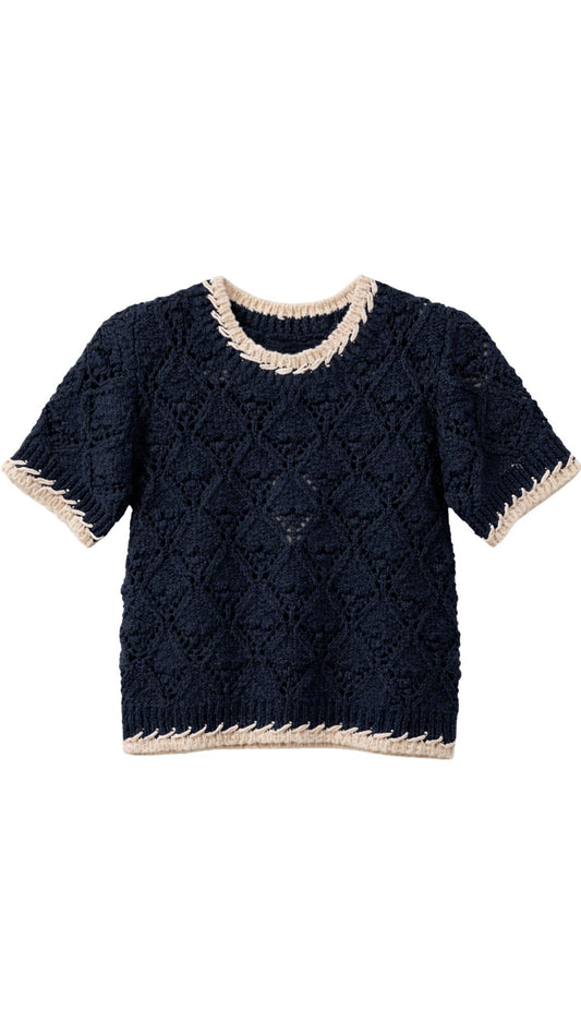 Fancy Popcorn Stitch Crew-Sweaters-Uniquities