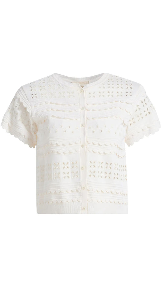 Abriana Eyelet Knit Cardigan-Tops/Blouses-Uniquities