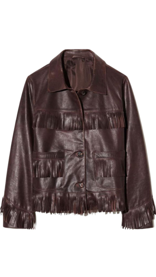 Lazare Fringe Leather Jacket-Jackets-Uniquities
