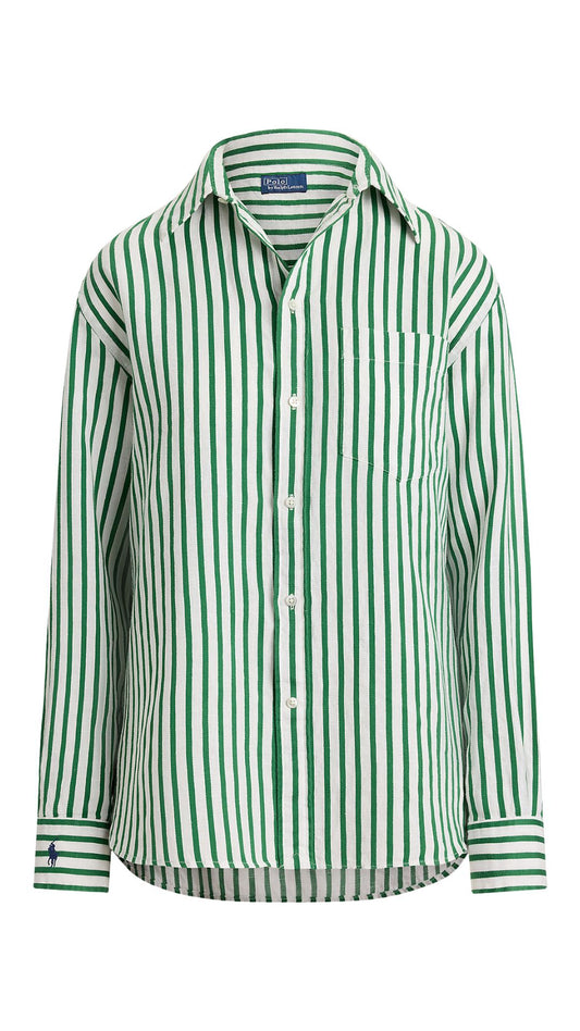 Striped Linen Collared Shirt Tops/Blouses Ralph Lauren 