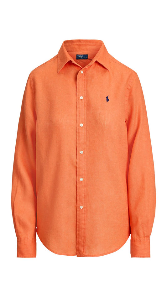 Linen Button Front Shirt-Tops/Blouses-Uniquities