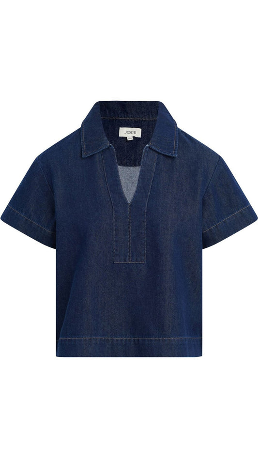 Lillian Denim Popover Shirt-Tops/Blouses-Uniquities