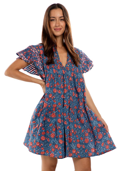 Ruffle Sleeve Mini Dress-Dresses-Uniquities