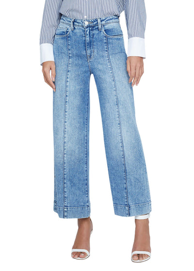 Houston High Rise Crop Seam Wide Leg Jeans-Denim-Uniquities