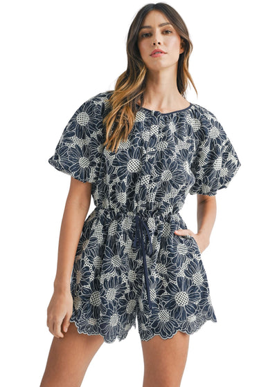 Trina Embroidered Romper-Jumpsuits & Rompers-Uniquities