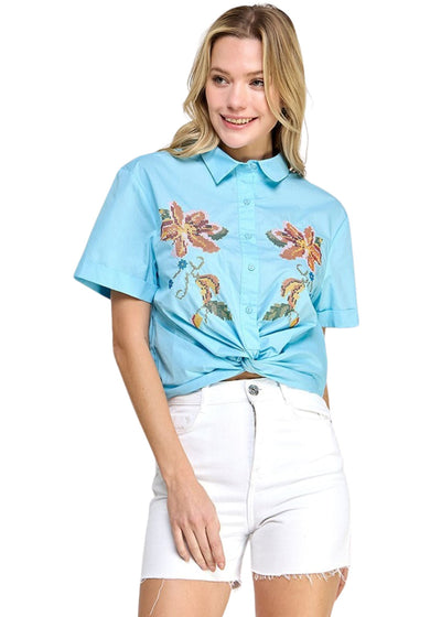 Louella Embroidered Shirt-Tops/Blouses-Uniquities