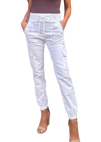 Gaya Cargo Pant in White Check-Bottoms-Uniquities
