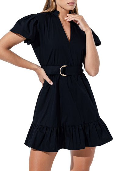 Karina Belted Poplin Mini Dress-Dresses-Uniquities