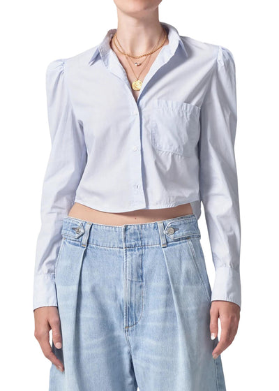 Nia Puff Sleeve Crop Shirt-Tops/Blouses-Uniquities