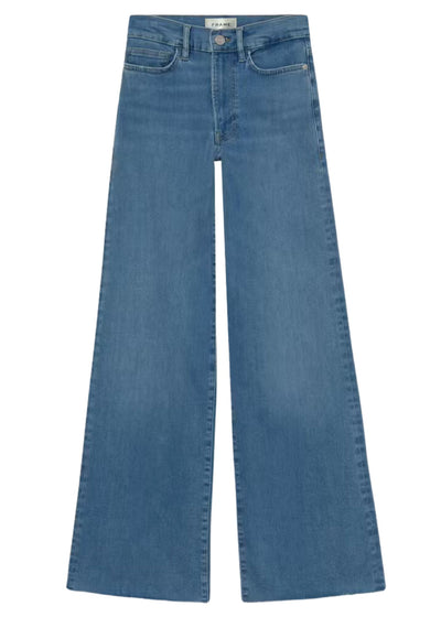 Le Slim Palazzo Raw Fray Jeans in Clearwater Denim FRAME 