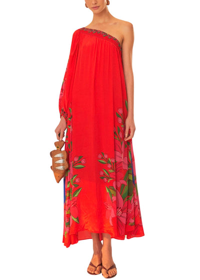 Summer Foliage Scarf Maxi Dress-Dresses-Uniquities