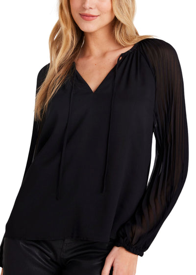 Pleated Sleeve Raglan Pullover-Tops/Blouses-Uniquities